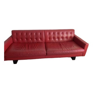 Midcentury Style Sofa Red Leather by Room & Board (Stated Price or Obo) For Sale