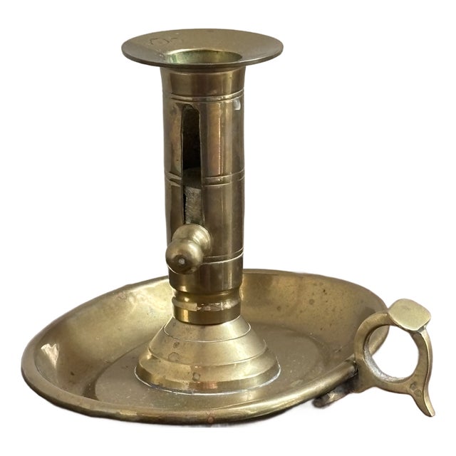 Mid-19th Century Handcrafted Brass Push-Up Chamberstick For Sale