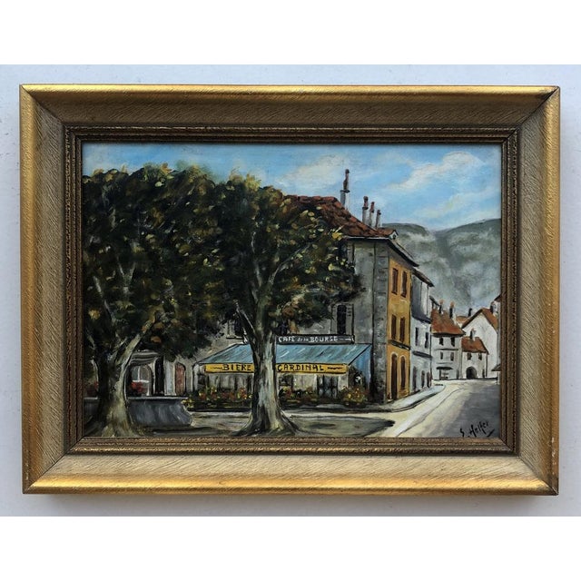 Emile Helfer, Café de la Bourse, Oil on Cardboard, Framed For Sale - Image 9 of 9