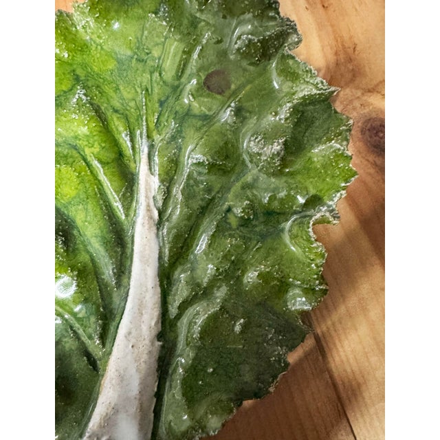 Ceramic Ceramic Pair Cabbage Leaf Dishes by Studio Bongard For Sale - Image 7 of 9