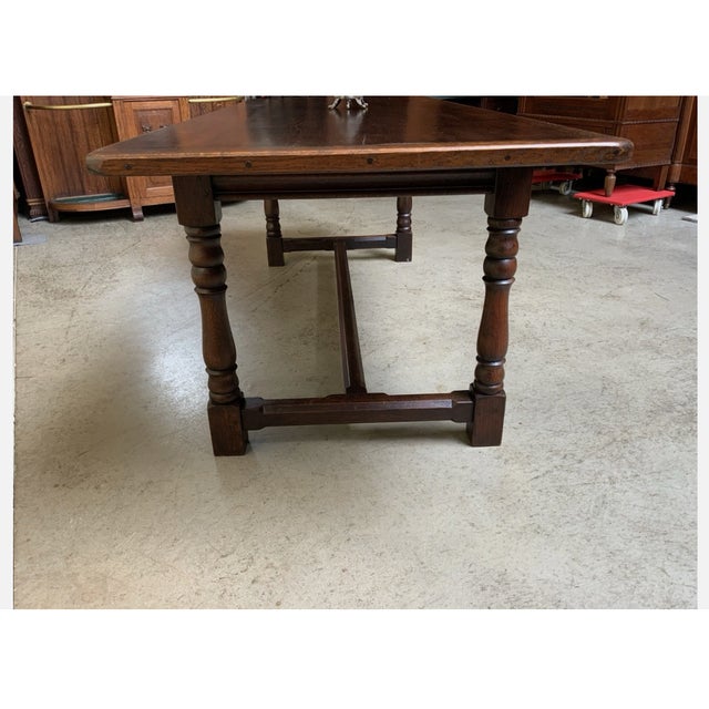Brown Vintage Monastery Table in Oak, 1940 For Sale - Image 8 of 11