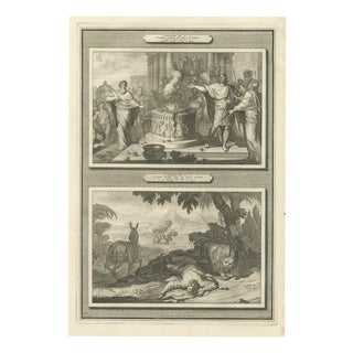 Pieter Mortier, Prophecy at Bethel and the Prophet Slain by a Lion, Pieter 1700, Engraving For Sale