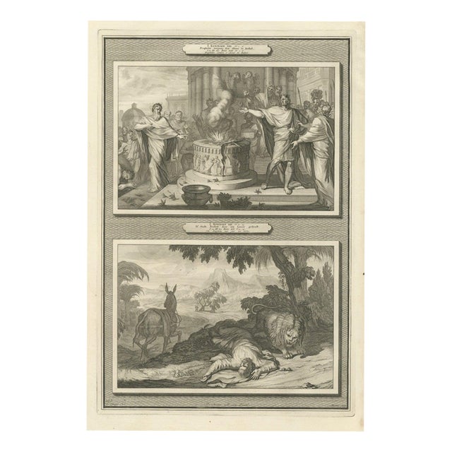 Pieter Mortier, Prophecy at Bethel and the Prophet Slain by a Lion, Pieter 1700, Engraving For Sale
