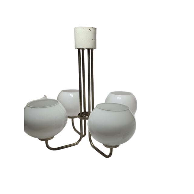 Postmodern Brass and Glass Chandelier, Poland, 1970s For Sale - Image 4 of 10