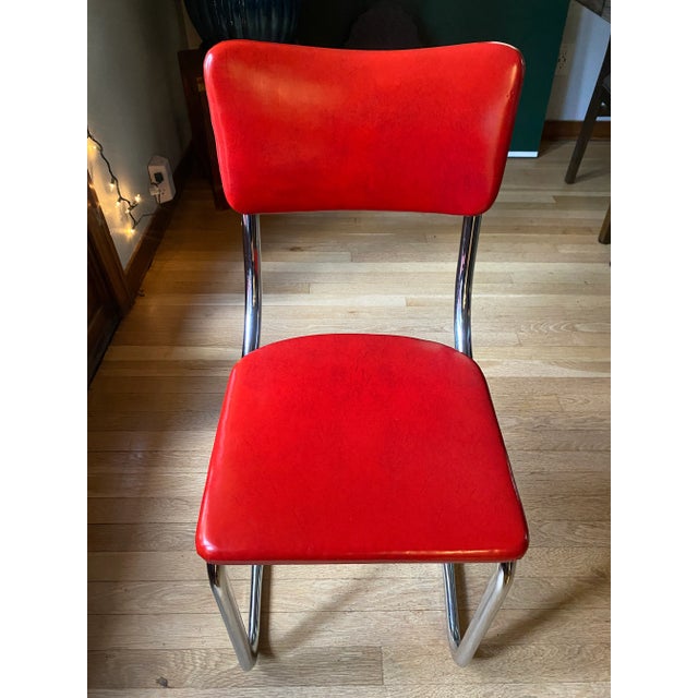 Art Deco 1930s Kem Webber Lloyd Red Vinyl Art Deco Lounge Chair For Sale - Image 3 of 12