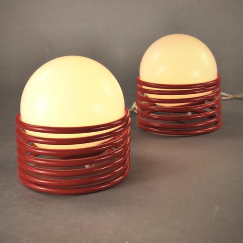 Red Spring-Loaded Table Lamps, 1970s, Set of 2 For Sale - Image 10 of 10