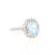 This ring has a pretty 2.31 carat gorgeous Oval Cut Aquamarine set in the center of the ring and is surrounded by 16 Round...