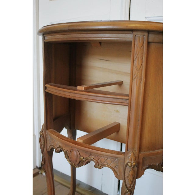 Brown 1940s Louis XV Fruitwood and Marble Two-Drawer Bedside Commode For Sale - Image 8 of 12