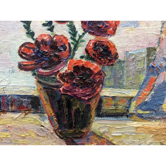 1970s 1970s Oil Painting on the Window For Sale - Image 5 of 12