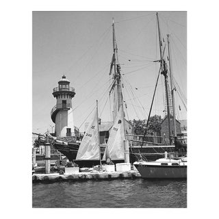 1979 Marina Del Rey Sailboat and Lighthouse Photograph by Don Ware For Sale