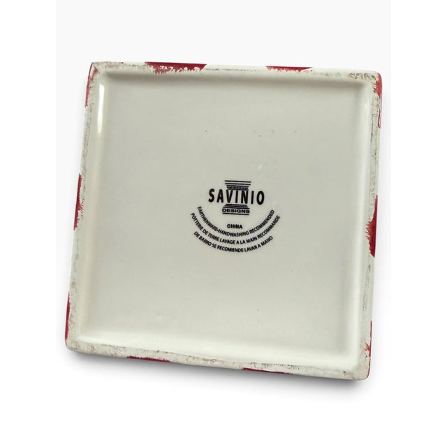 Late 20th Century Vintage Savino Designs Red & White Gift Box Cookie Jar, Earthenware For Sale - Image 5 of 5