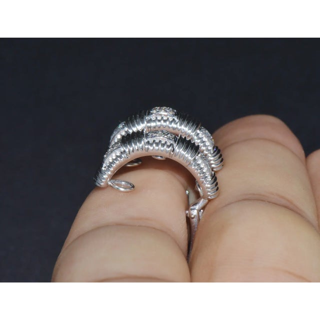 Silver Authentic Roberto Coin Natural 0.30Cts Diamond Appassionata 18k White Gold Huggie Hoop Earrings, A Pair For Sale - Image 8 of 17