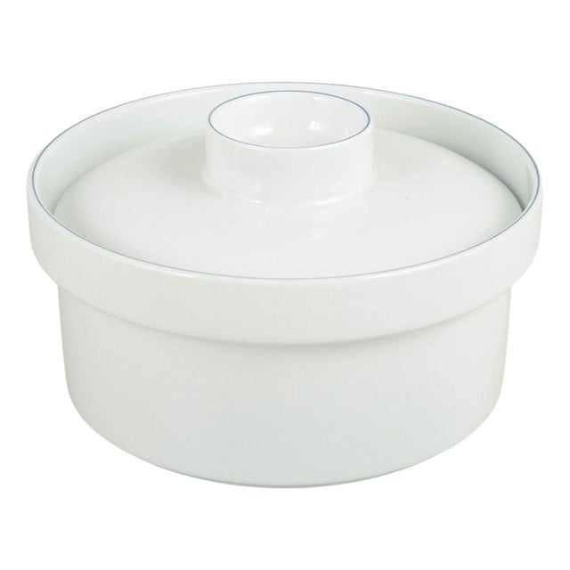 Vintage Blue Line Lidded Tureen in Faience by Grethe Meyer for Royal Copenhagen, 1990s For Sale