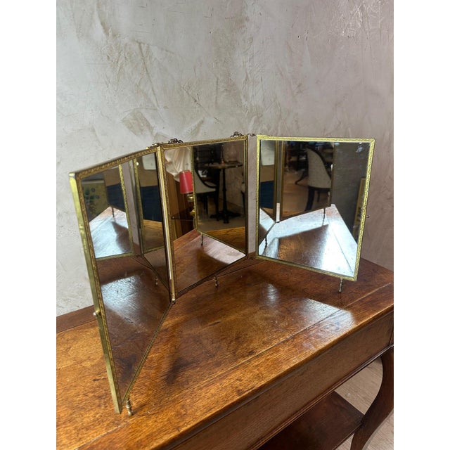 Triptych Mirror & Painting, 1920 For Sale - Image 9 of 12