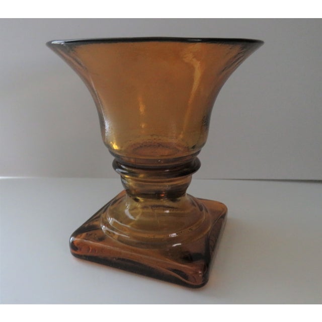 Early 21st Century Amber Pedestal Candle Holder Vidrios San Miguel Recycled Glass, Spain For Sale - Image 4 of 8