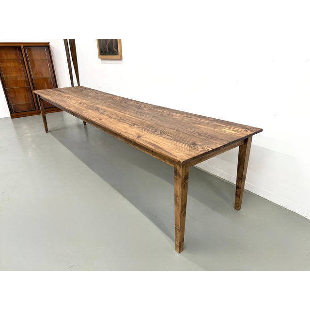 Large Pine Farmhouse Table with Spindle Legs, 1950s For Sale - Image 6 of 18