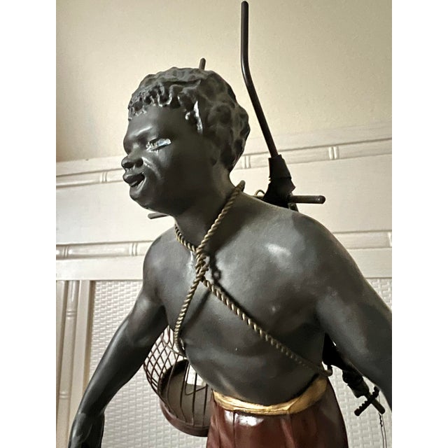 Vintage Nubian Blackamoor Bird Seller Statue by Petites Choses For Sale - Image 4 of 9