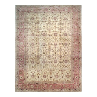 Talia Oriental Red Hand-Knotted Wool Rug Carpet, Elegant Allover Design For Sale