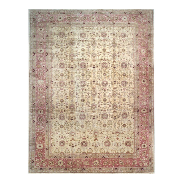 Talia Oriental Red Hand-Knotted Wool Rug Carpet, Elegant Allover Design For Sale