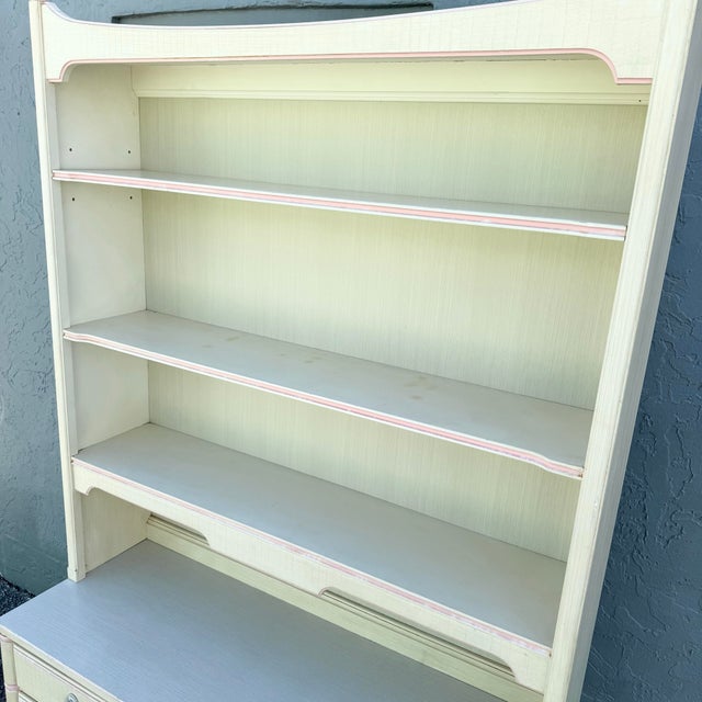 Vintage Coastal Faux Bamboo Cream and Pink Desk With Hutch by Thomasville For Sale - Image 12 of 12