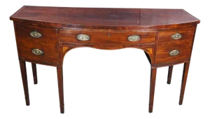 Antique 18th Century George III Inlaid Mahogany Bowfront Buffet Sideboard Server