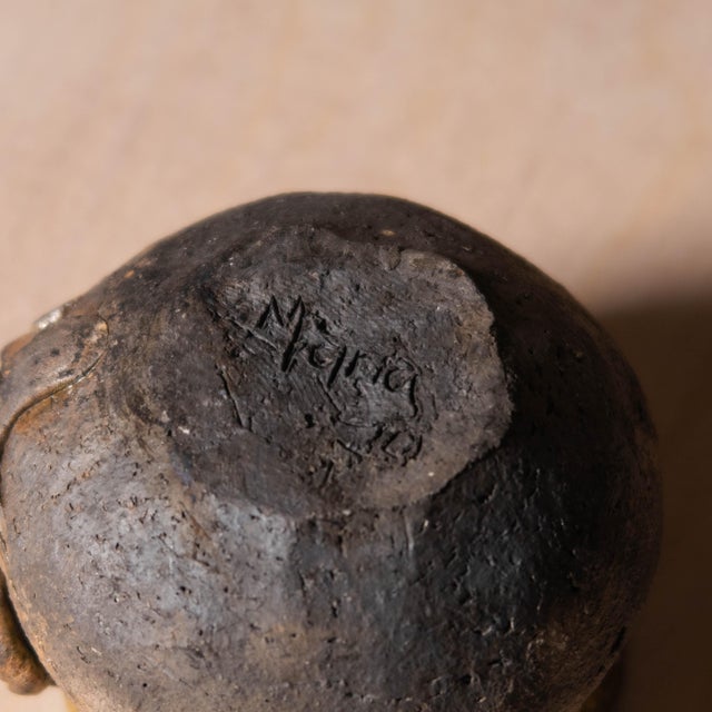 Vintage Studio Pottery Ceramic Bowl With Ethereal Face Signed by Artist Maria For Sale - Image 11 of 11