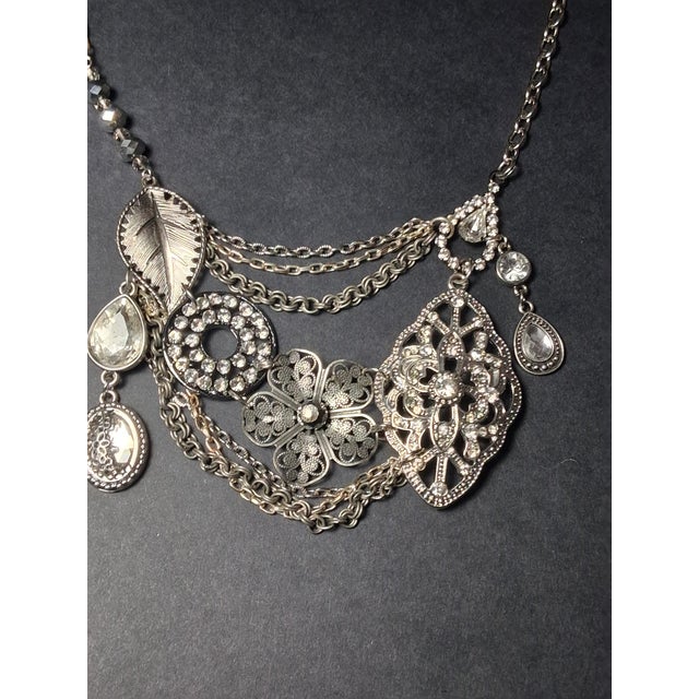 Silver Tone Statement Necklace For Sale - Image 9 of 15