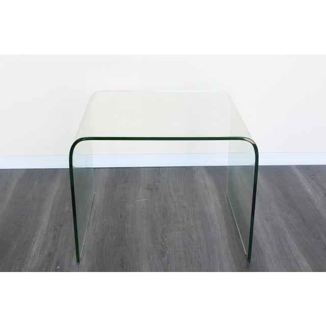 Mid-Century Modern Late 20th Century Vintage Waterfall Glass Side Table For Sale - Image 3 of 3