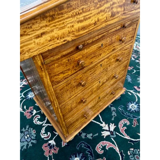 19th Century William IV Walnut & Leather Satinwood Davenport Antique Desk For Sale - Image 4 of 11
