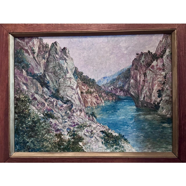 Marius Baron, The Verdon Gorge, 1930, Oil on Canvas, Framed For Sale - Image 3 of 7