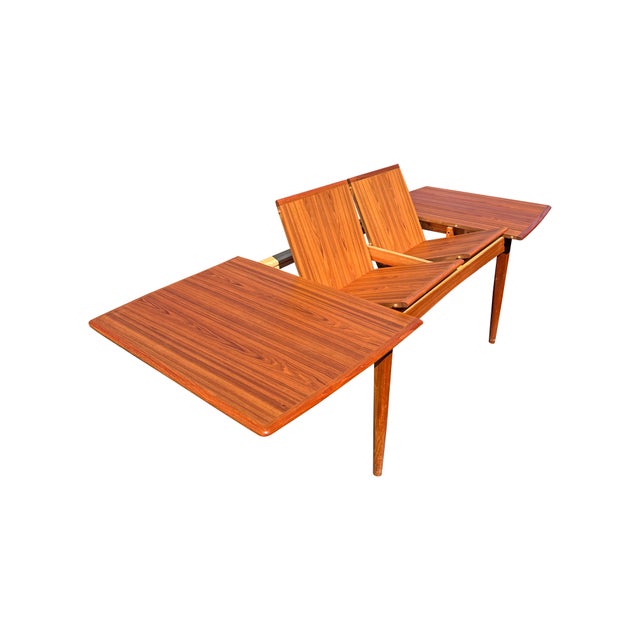 Falster, Denmark Vintage Falster Danish Teak Extendable Butterfly Danish Dining Table Mid Century Modern For Sale - Image 4 of 11