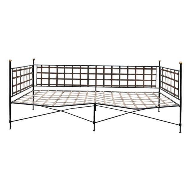 Wrought Iron Patio Daybed Seating Sofa Settee Attributed to Mario Papperzini for Salterini For Sale