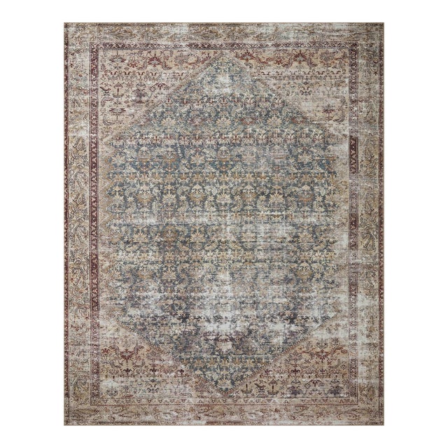Amber Lewis x Loloi Georgie Teal / Antique 7'-6" x 9'-6" Area Rug For Sale