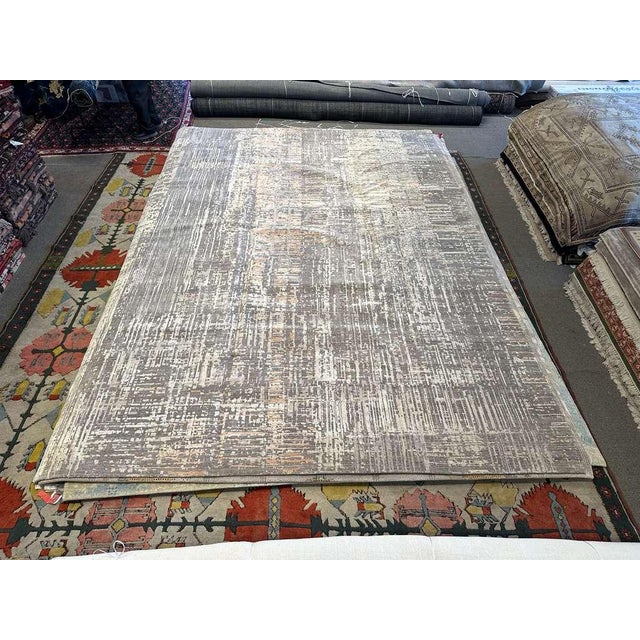 Abstract 10x14 Modern Abstract Wool Rug, Hand-Knotted Nepal For Sale - Image 3 of 4