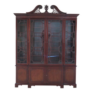 Kindel Oxford Mahogany 4 Door Breakfront China Cabinet For Sale