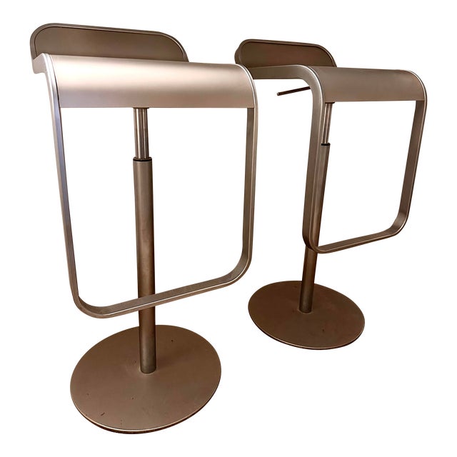 Design Within Reach Stainless Steel LaPalma Lem Piston Stools - Set of 2 For Sale