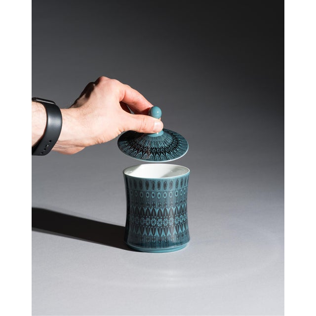 Ceramic Turquoise Porcelain Vase and Lidded Box Set by Hans Theo Baumann for Rosenthal, 1964, Set of 3 For Sale - Image 7 of 17
