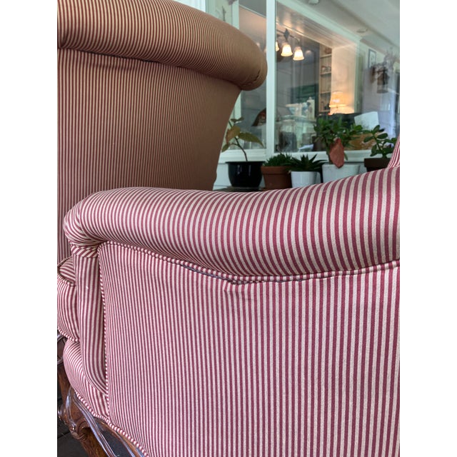 Henredon Upholstered English Arm Carved Base Club Chairs- A Pair For Sale - Image 17 of 17