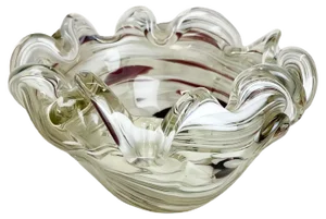 Large Italian Murano Glass Floral Bowl Ashtray, 1970s