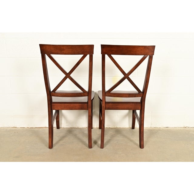English Country Farmhouse Carved Walnut X-Back Dining Chairs, Set of Four For Sale - Image 11 of 12