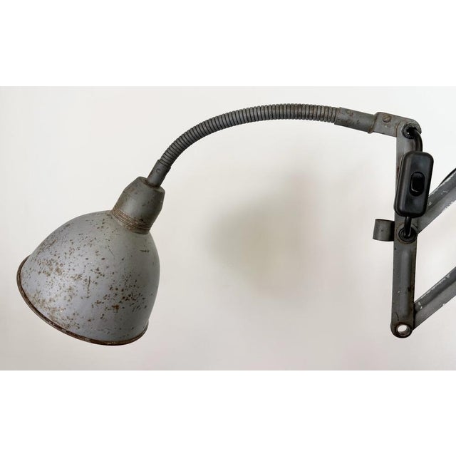 Metal Vintage Industrial Gooseneck Scissor Wall Lamp from Elektroinstala, 1960s For Sale - Image 7 of 17