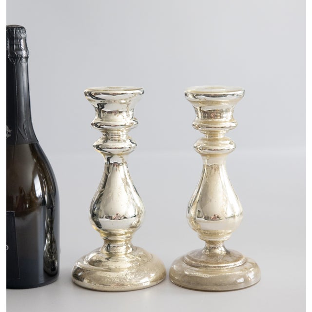 19th Century French Silvered Mercury Candlesticks - A Pair For Sale In Houston - Image 6 of 10