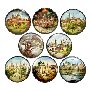 1991 Vintage Empire Russian Palace Landmark Plate Wall Installation - Set of 8
