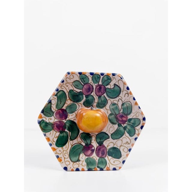 Handcrafted Italian Majolica Ceramic Jar with Fruit Relief Decoration, 30s, 1930s For Sale - Image 13 of 18
