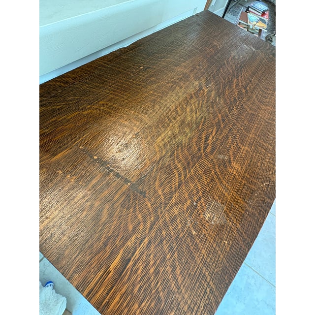 Grandmillennial Antique Tiger Oak Wood Dresser & Removable Mirror For Sale - Image 11 of 17