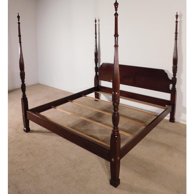 Ethan Allen Georgian Court King Kingsize Dark Cherry #225 Finish Poster Bed#2 For Sale - Image 16 of 17
