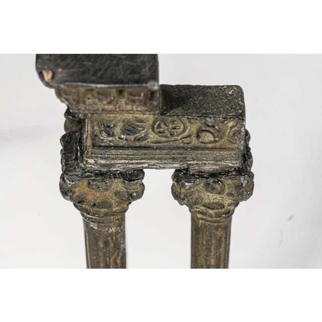 Nice Heavy Cast Metal Temple of Vespasian and Titus Rome Grand Tour Model Home Decor Architectural Sculpture Columns Statue For Sale In New York - Image 6 of 17
