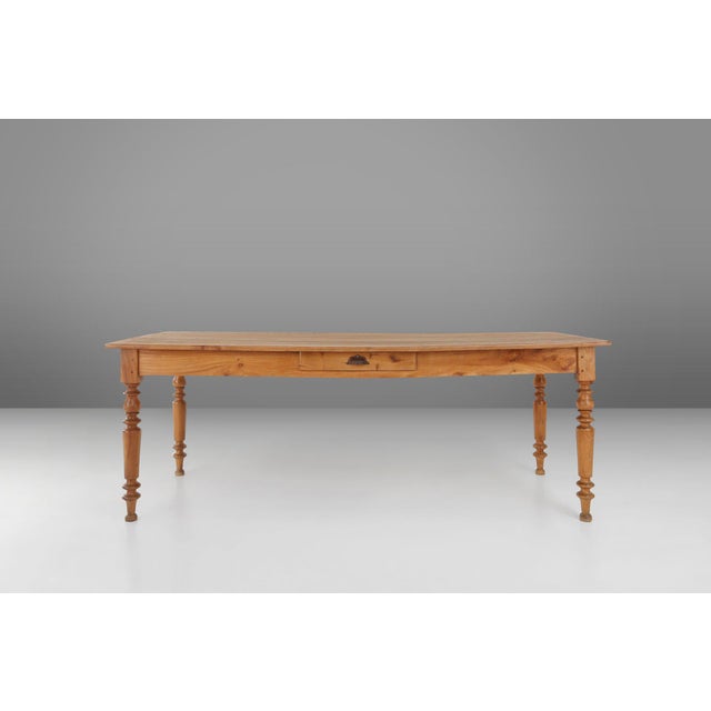 Rustic Elm Dining Table with Drawer, France, 1850s For Sale - Image 4 of 14
