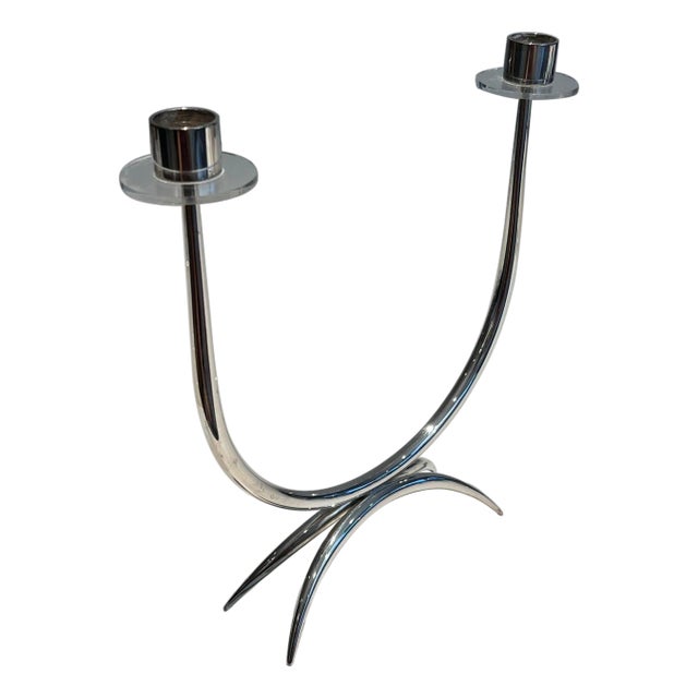 Design/One Silver Metal and Lucite Chandelier For Sale