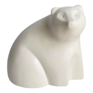 Mid Century 1960s Polar Bear Statue Modernist White Ceramic Signed Gsd